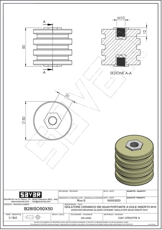 Ceramic post insulator M10 - Terminal blocks