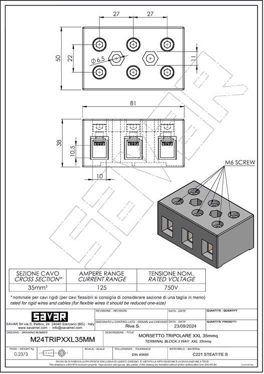 Terminal block three ways XXL - Terminal blocks